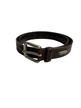 Columbia Men’s Genuine Leather Belt Brown Size 34 Silver Buckle Casual Work